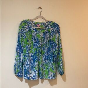 Lilly Pulitzer Vibrant Blue and Green Blouse